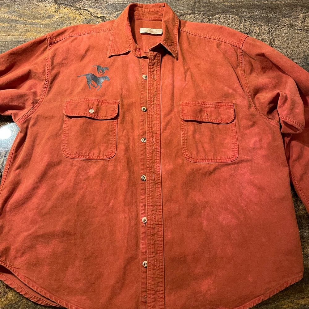 Vintage Sunbelt Denim Ombré button down with‎ horse details by Alchemy XL
